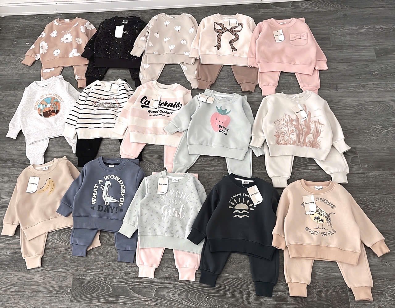 BBG21 - Bộ nỉ bông Minene nhiều màu cho bé size 2-6y