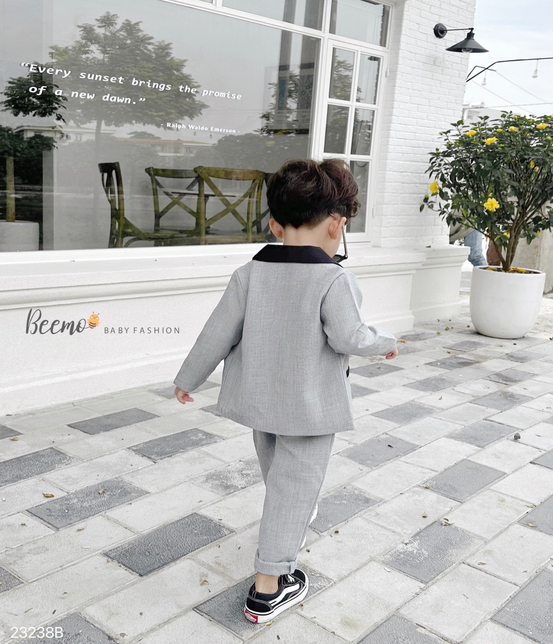 Bộ vest Beemo phối cổ phối viền túi đen 2 màu size 80 - 130