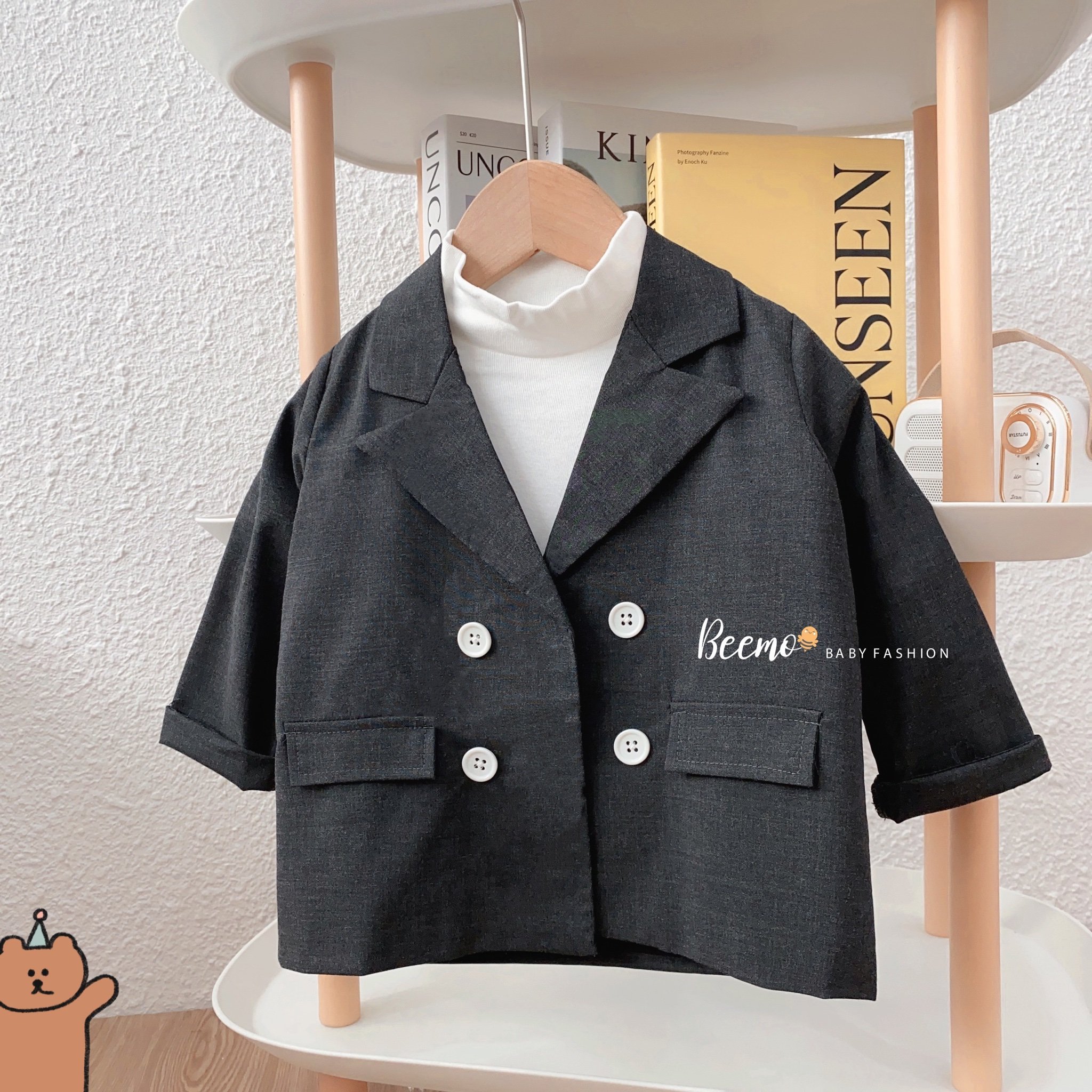 Bộ vest Beemo màu ghi đậm size 80 - 130