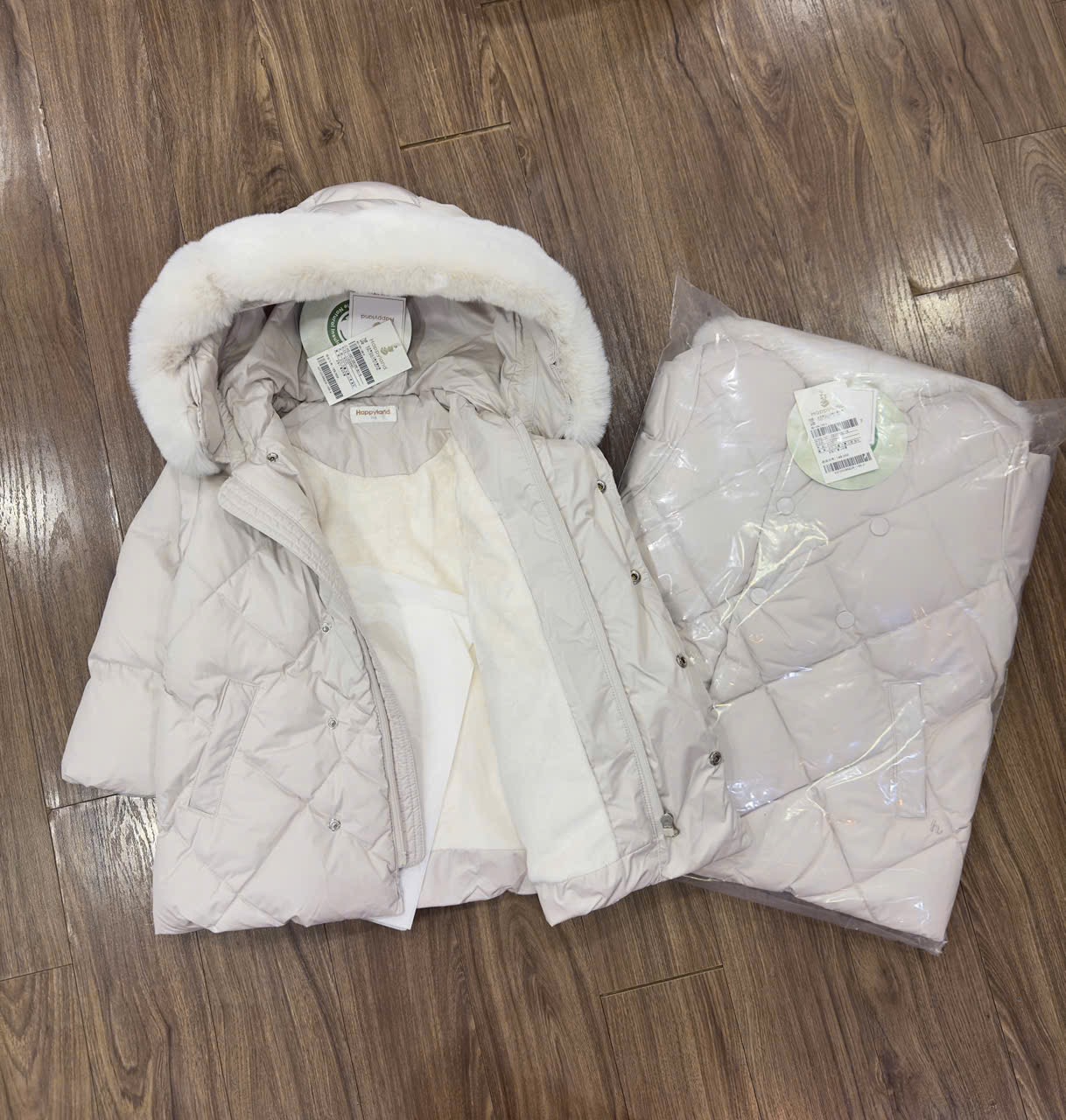 Áo khoác phao lông vũ Happyland xuất Hàn 2 màu cho bé size 90-120