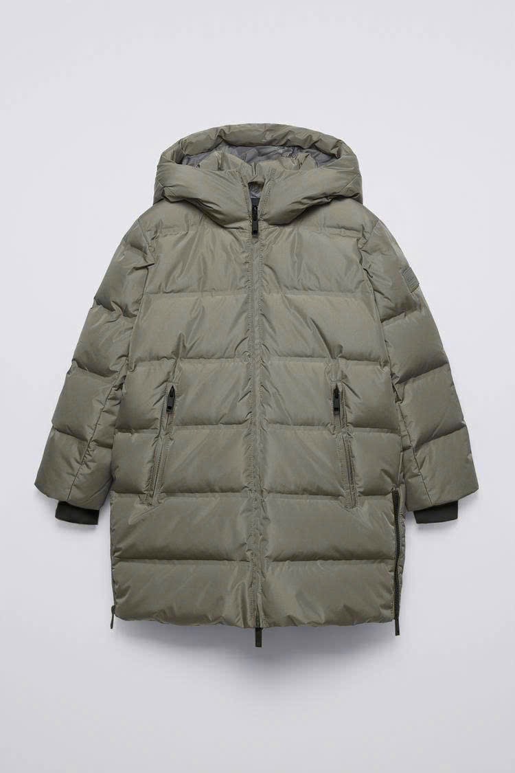 Áo khoác phao ZR dáng dài 2 màu đen/rêu cho bé size 6-14y