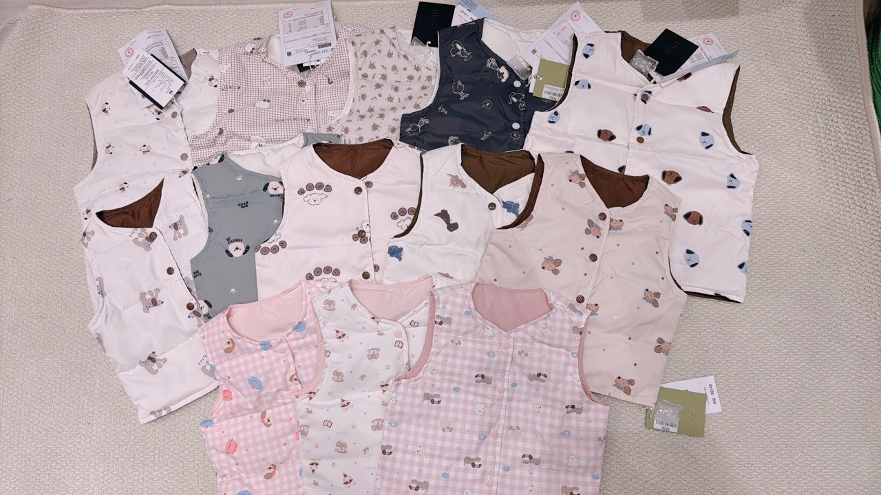 Áo khoác gile lông vũ Liwu Kids siêu nhẹ 2 mặt nhiều mẫu cho bé size 90 - 130