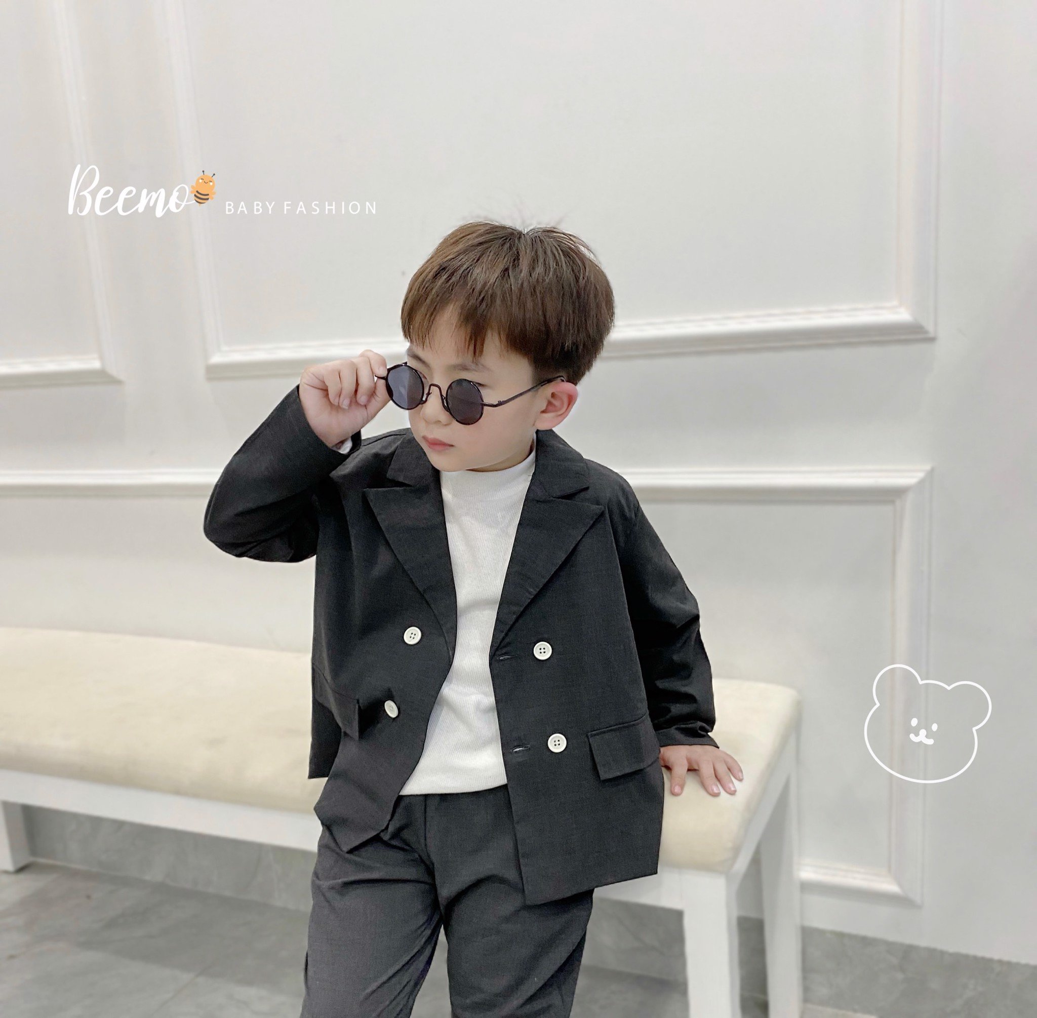 Bộ vest Beemo màu ghi đậm size 80 - 130