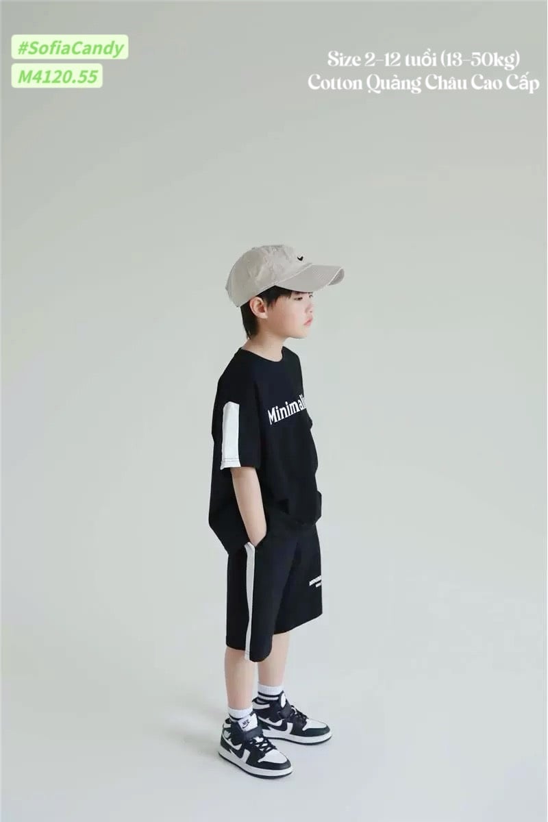 M4120 - Set bộ Mia Kids Minimalism Basic 3 màu Đen/Ghi/Trắng BT szie 2-12y