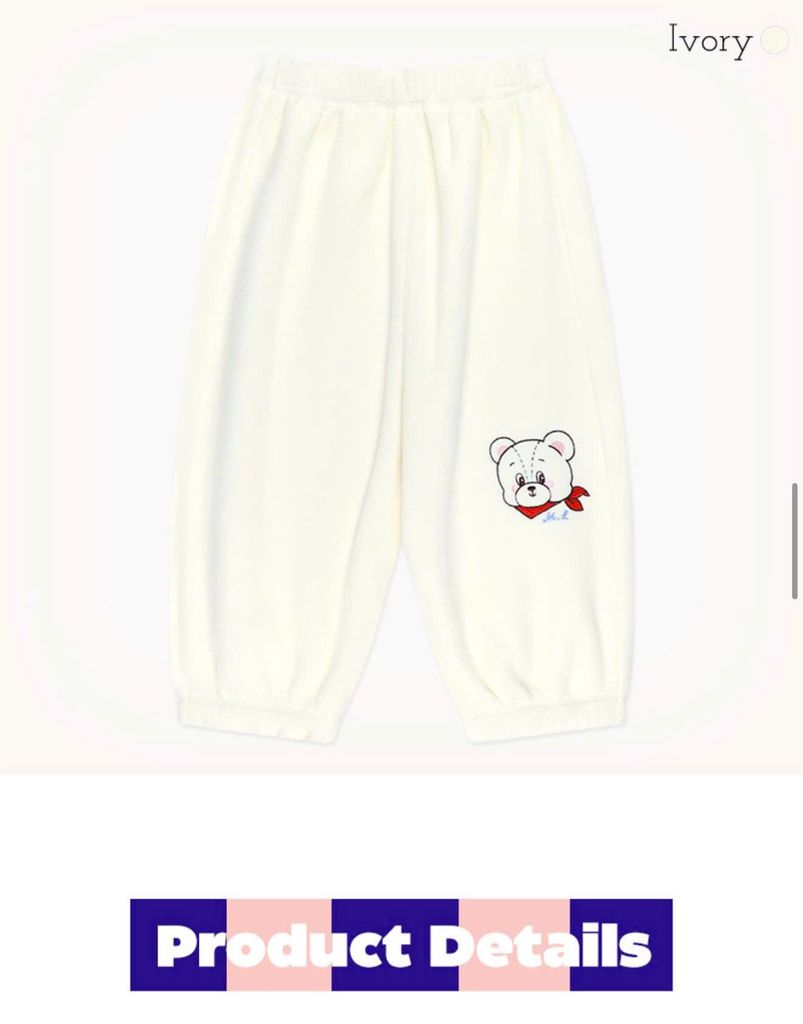 Quần nỉ bệt Molli Melli xuất Hàn màu kem cho bé size 2-10y