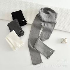 Quần len không bàn đính nơ gấu cho bé gái size 90-135cm