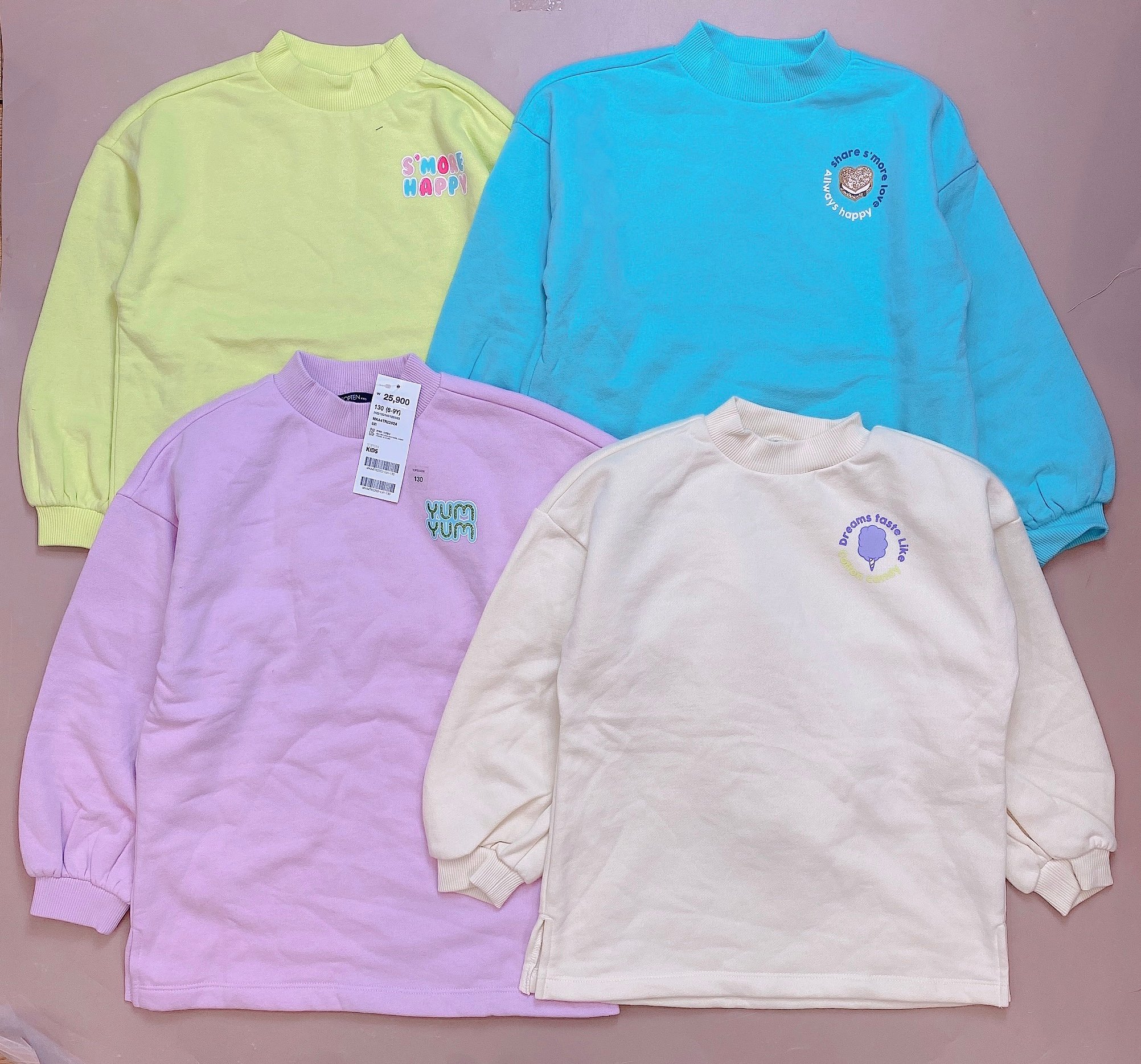 Áo váy nỉ bông Topten trơn màu ngực in hình tay nhún size 120 - 160