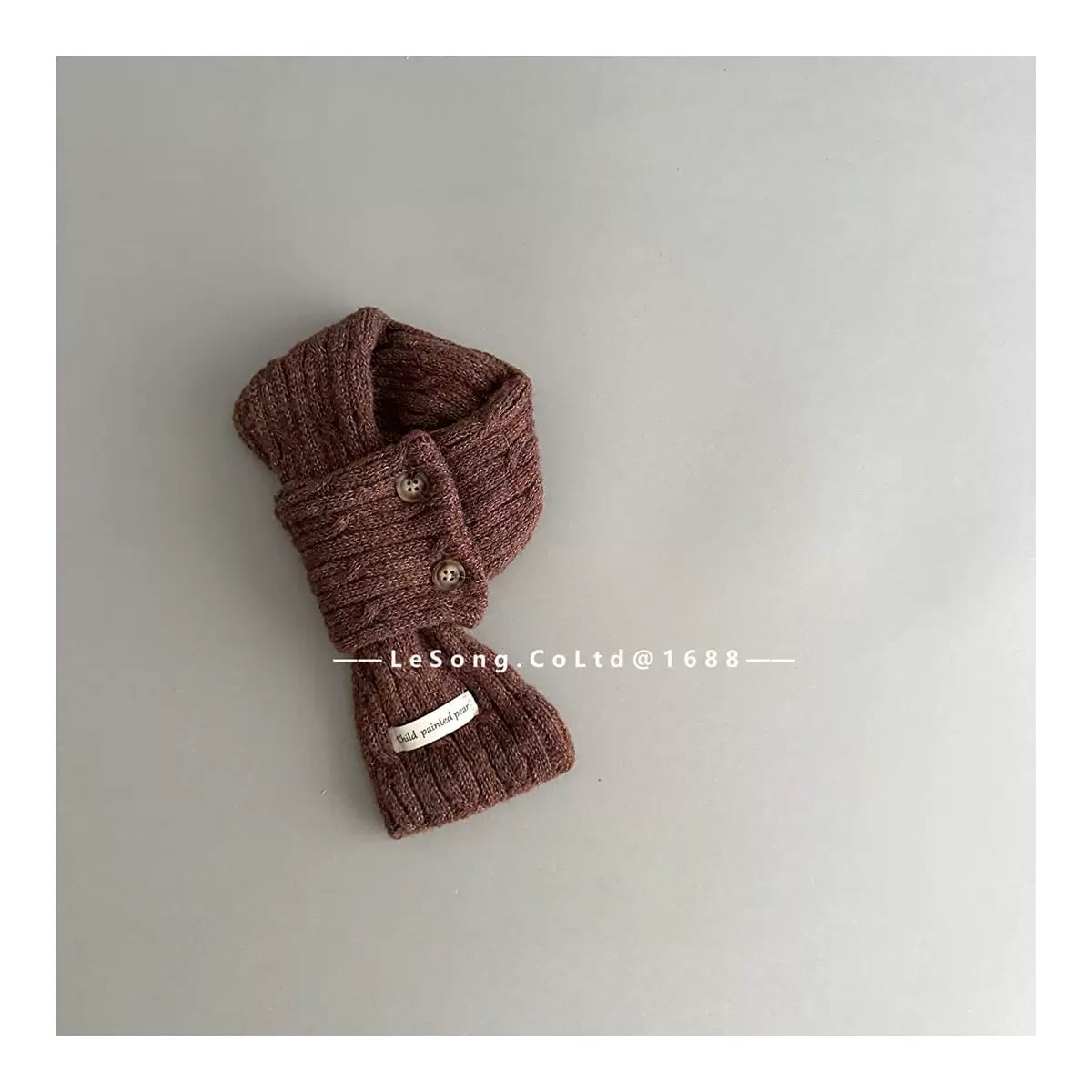 Khăn len quàng chéo cài khuy vặn thừng nhiều màu cho bé