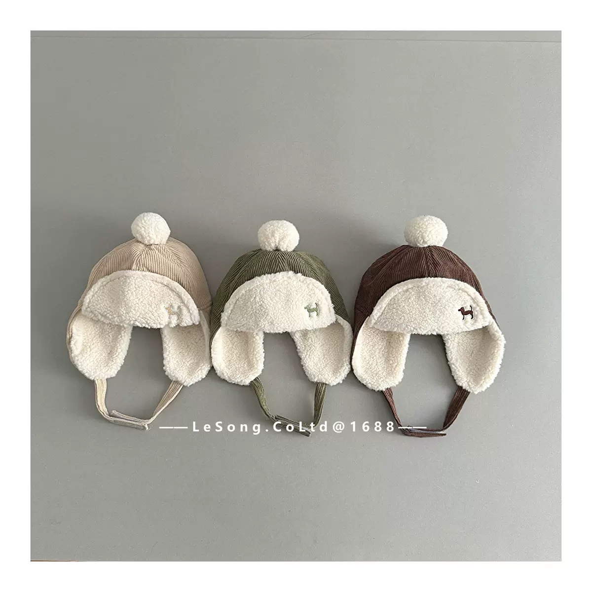 Mũ có tai lót nỉ giữ ấm cho trẻ em chất liệu vải nhung gân kích thước 48-50cm, NSX Yiwu Lesong