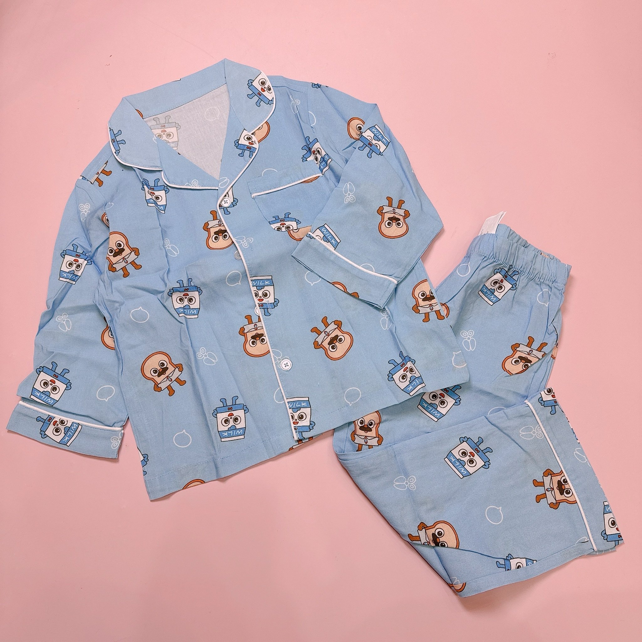 Pyjama thô dài tay vải Hàn nhiều mẫu cho bé size 110 - 160