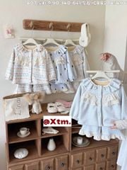 88278 - Bộ pyjama dày đại hàn LNX bèo ren ngực nhiều mẫu BG size 90 - 140