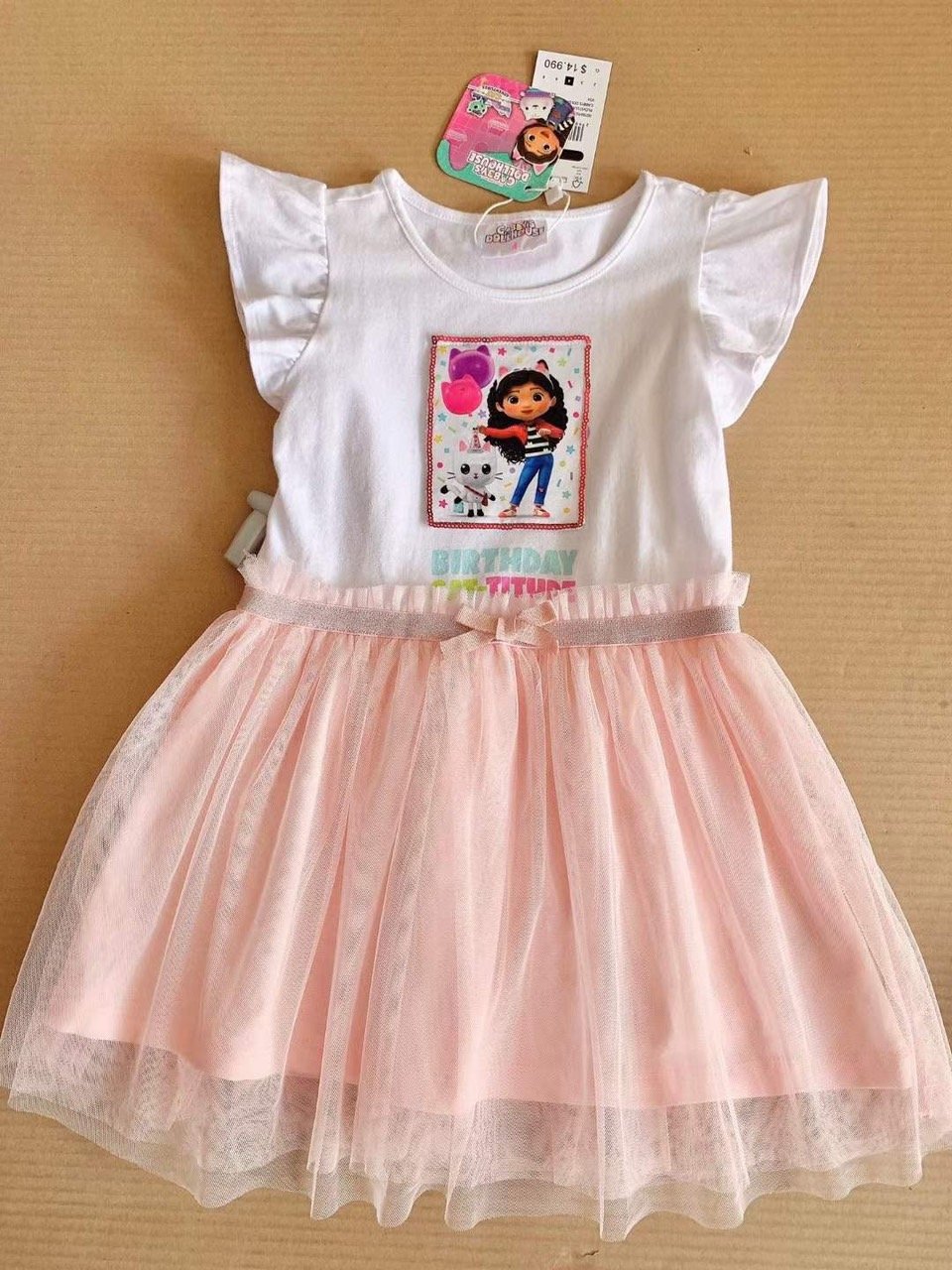 Váy Disney cotton lật hình phối chân voan nhiều màu size 2 - 8y