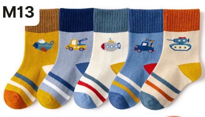 Set 5 tất Kids Socks 17 màu Bé Trai