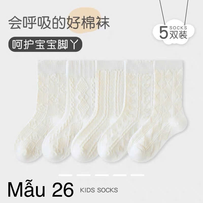 2024 - Set 5 tất Minliu Kids Socks nhiều hình Bé Gái size S - XL ( 2 - 15y )
