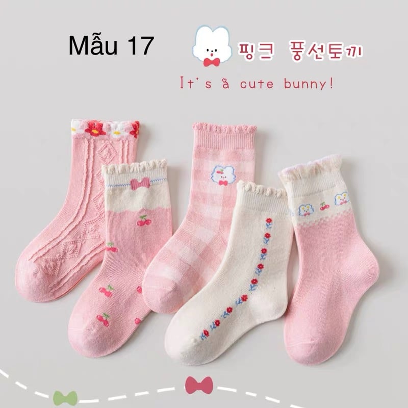 SH2511PK01 - Set 5 đôi tất Minliu Kidsocks dành cho trẻ em, chất liệu cotton+polyester+spandex, NSX Man Luu Textile Company Limited