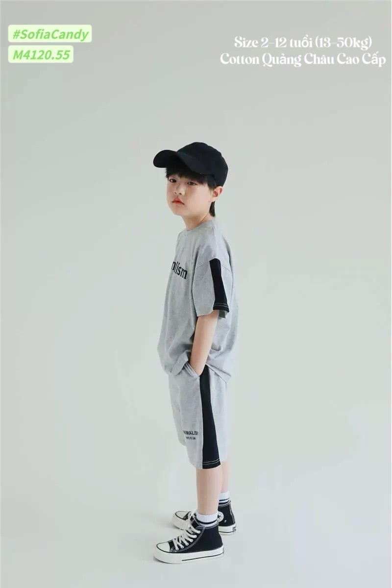 M4120 - Set bộ Mia Kids Minimalism Basic 3 màu Đen/Ghi/Trắng BT szie 2-12y