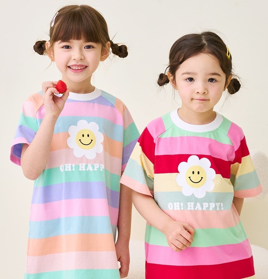 V00069 - Váy cotton kẻ sắc màu happy 2 màu BG size 100-140
