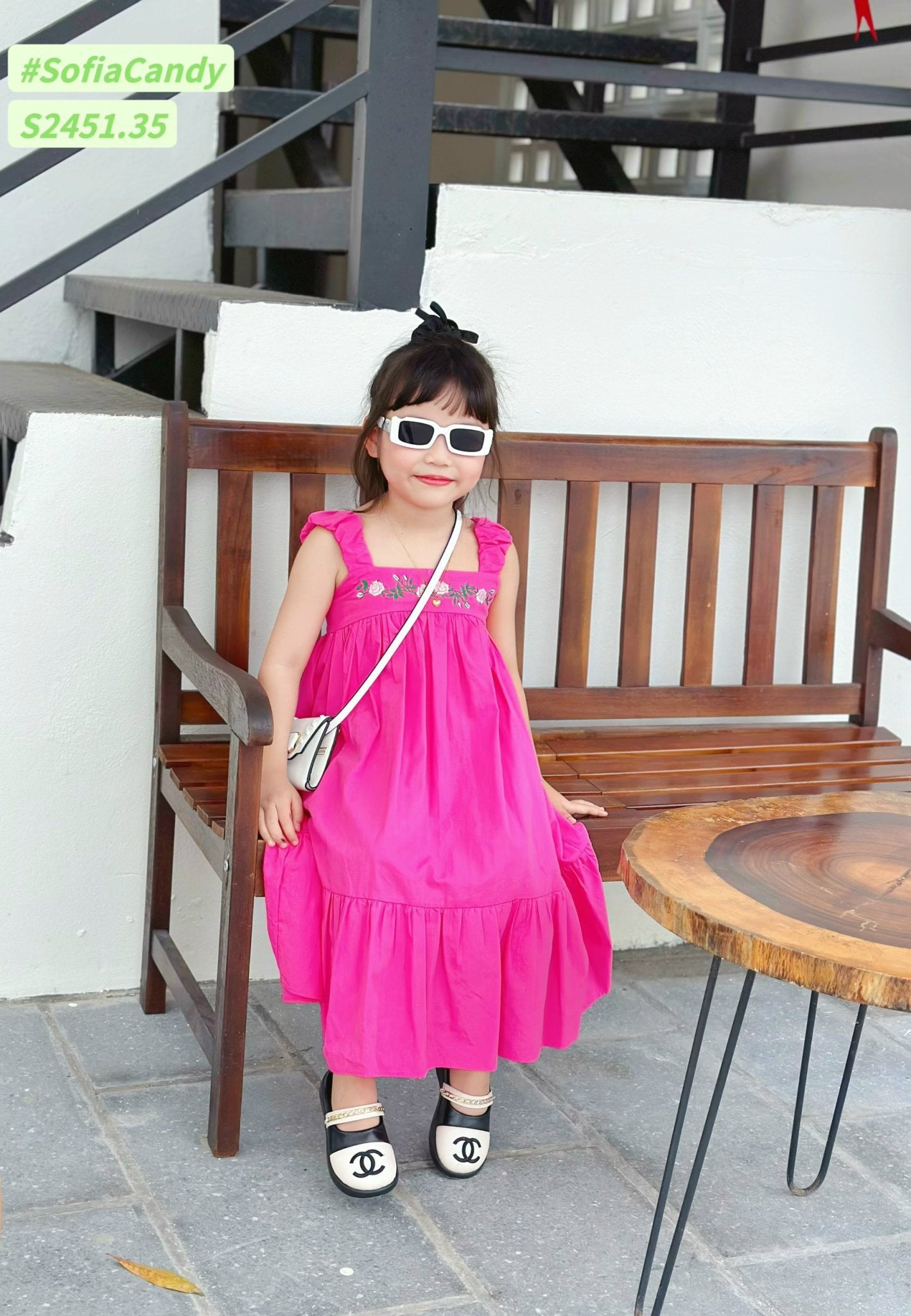 Váy thô Sofia Candy hai dây thêu hoa ngực nhiều màu size 1-10y