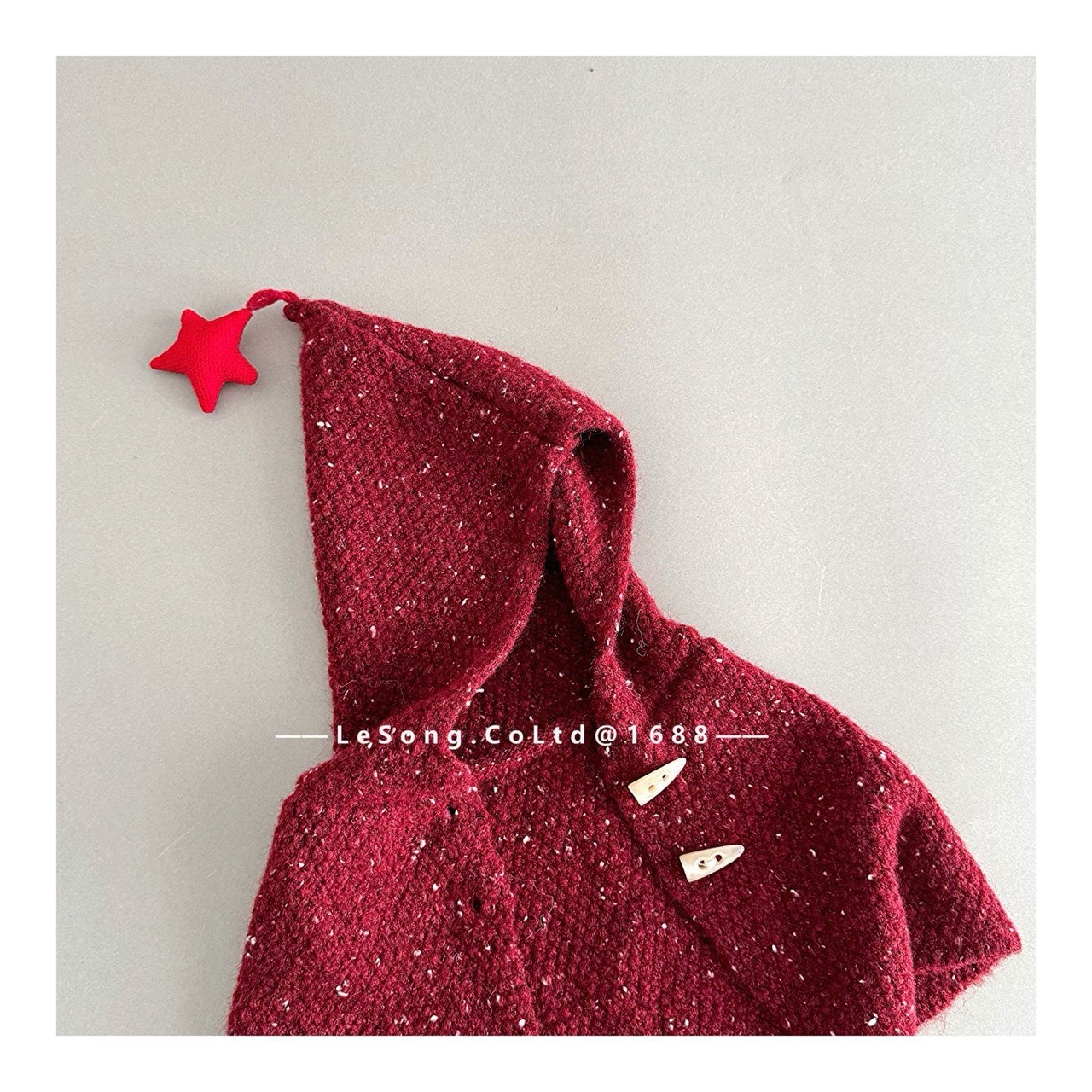 Mũ len chùm liền khăn đính chóp ngôi sao cho bé size 2-5y