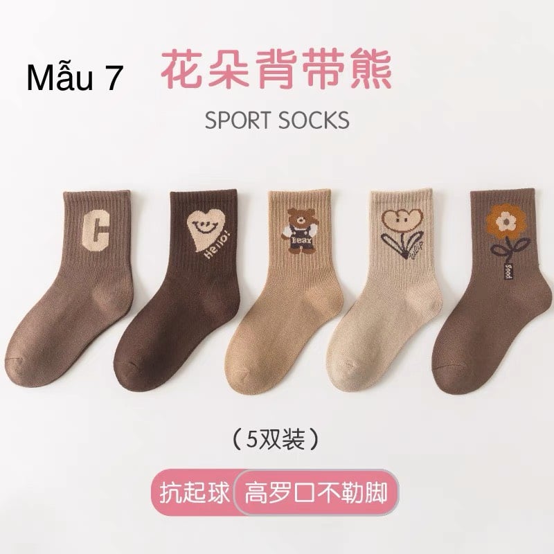 SH2511PK01 - Set 5 đôi tất Minliu Kidsocks dành cho trẻ em, chất liệu cotton+polyester+spandex, NSX Man Luu Textile Company Limited