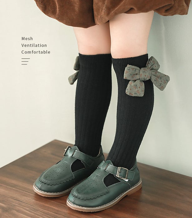 Tất không gót cao tới gối Mumudara đính nơ vải hoa 5 màu