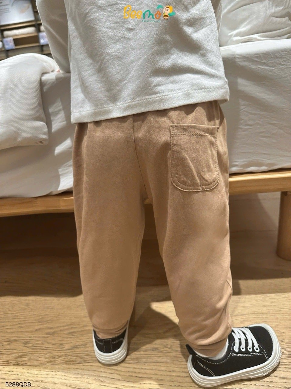 Quần cotton bo gấu Beemo đường viền cho bé size 1-6y