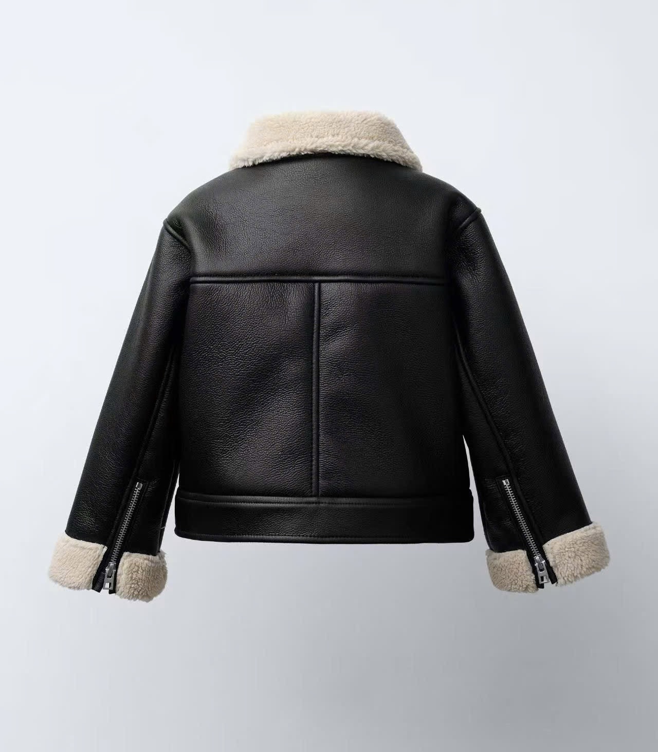 Áo khoác da ZR lót lông màu đen size 2 - 6y