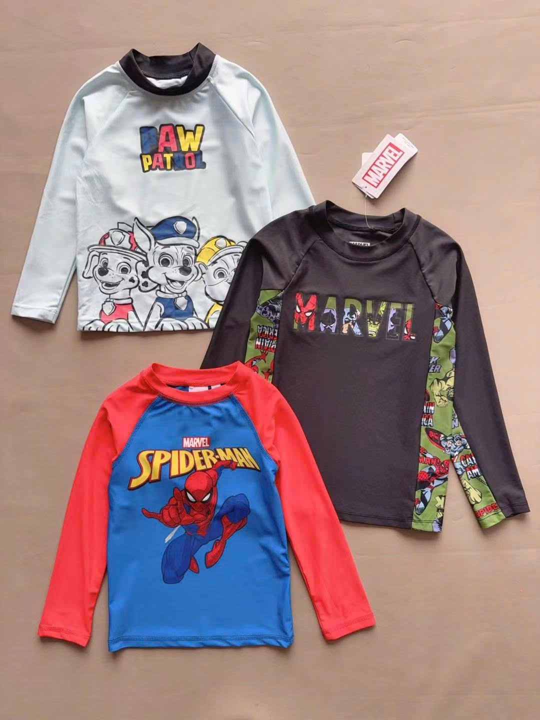 Bộ bơi dư xịn dài tay Marvel, Spiderman, Pawpatrol bé trai size 1-8y