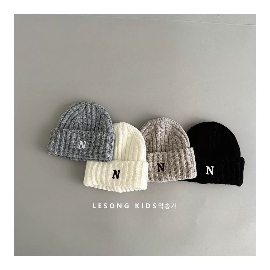 PK05 - Mũ len vành tròn chữ N nhiều màu cho bé size 48-53cm