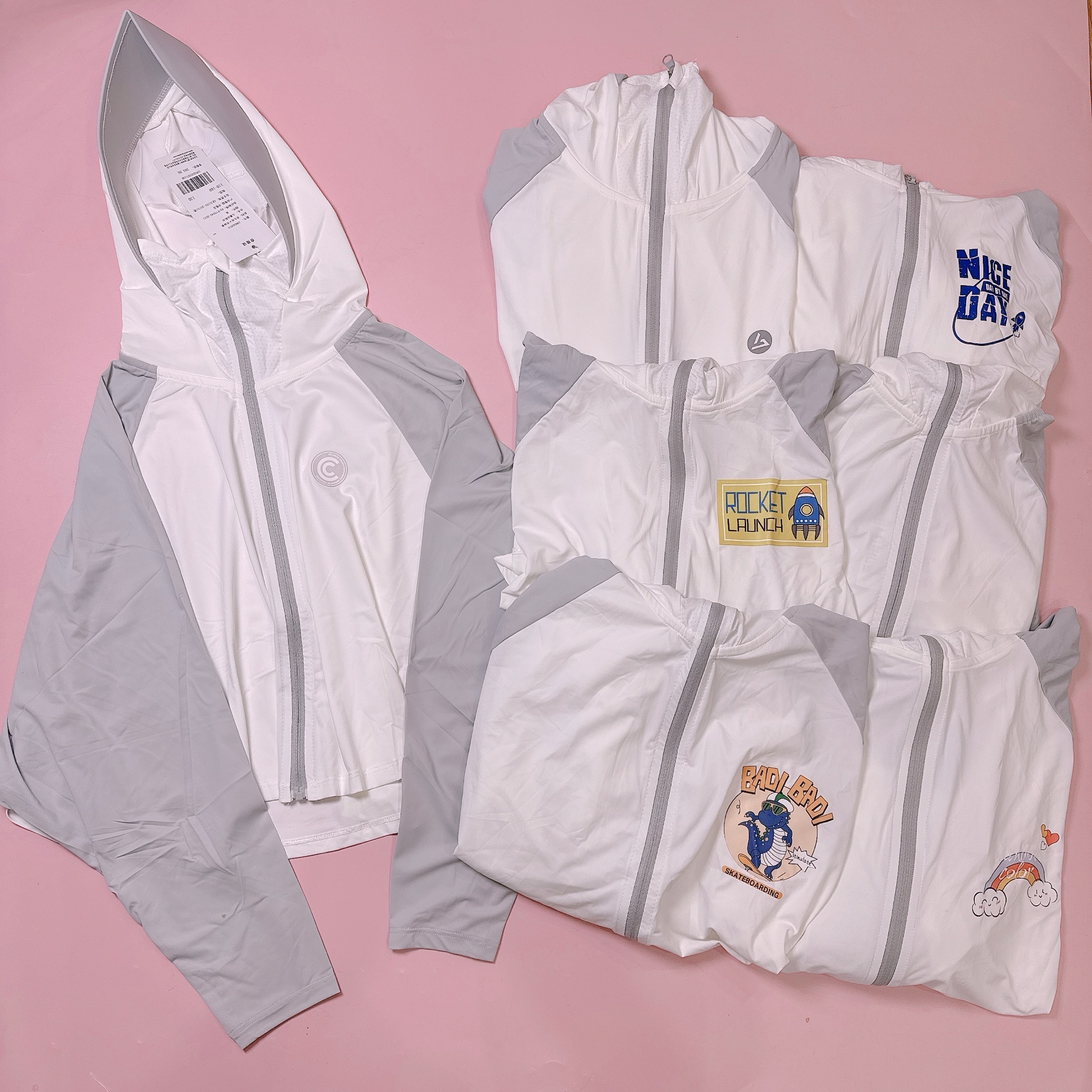 Áo khoác chống nắng +50UPF vải làm mát tay giác lăng nhiều màu cho bé size 110-160 (Họa tiết ngẫu nhiên)