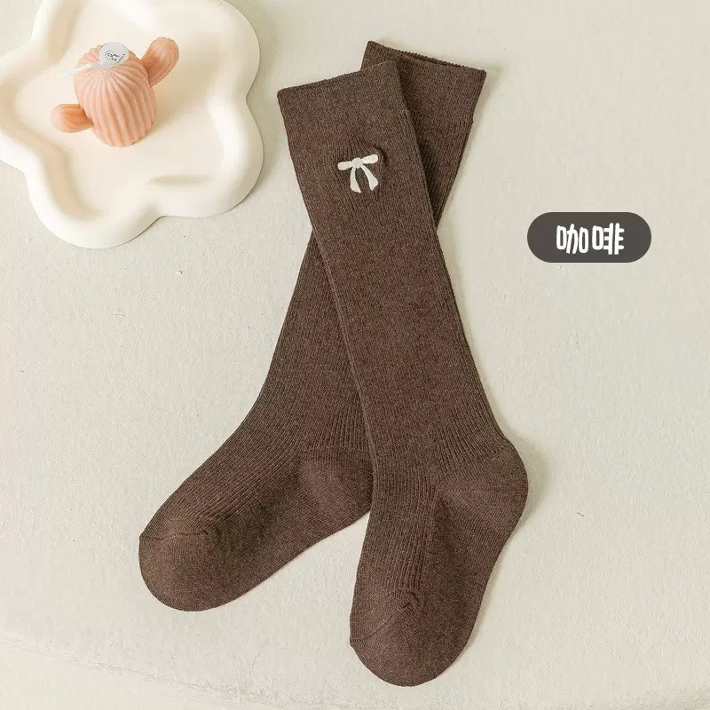 Tất cao cổ thêu nơ nhiều màu cho bé size 3-12y
