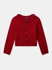Cardigan len SM màu đỏ cho bé size 3-10y