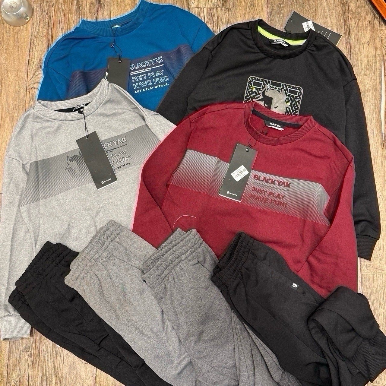 BBT29 - Bộ nỉ thể thao Black nhiều màu cho bé size 130-175 (quần ngẫu nhiên)