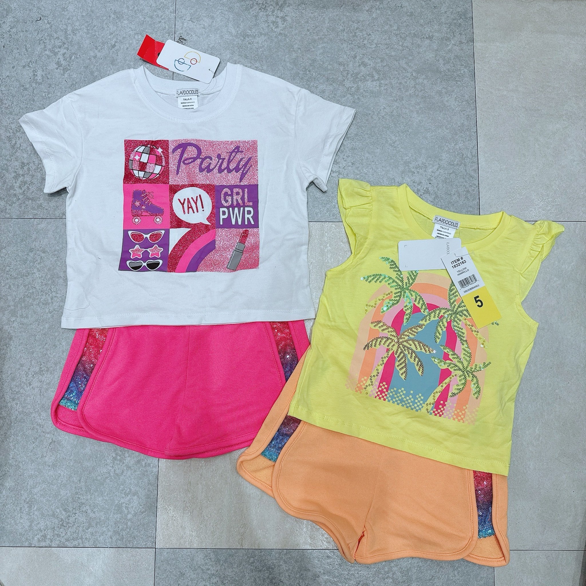 Bộ cotton Flapdoodles dư xịn 2 màu bé gái size 5y/6y/7y