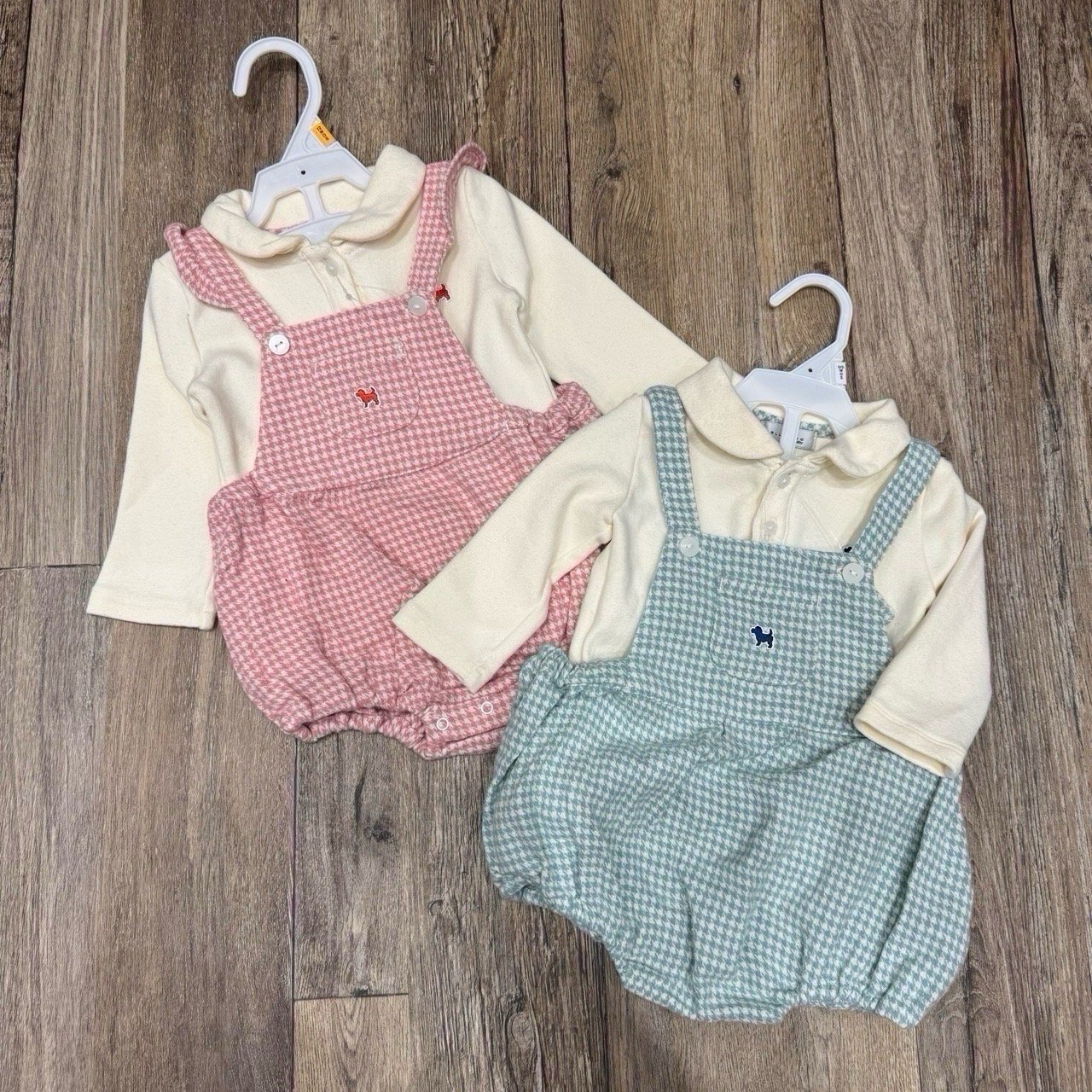 Set áo + yếm body BD Baby 2 màu hồng/xanh cho bé size 80