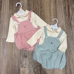 Set áo + yếm body BD Baby 2 màu hồng/xanh cho bé size 80