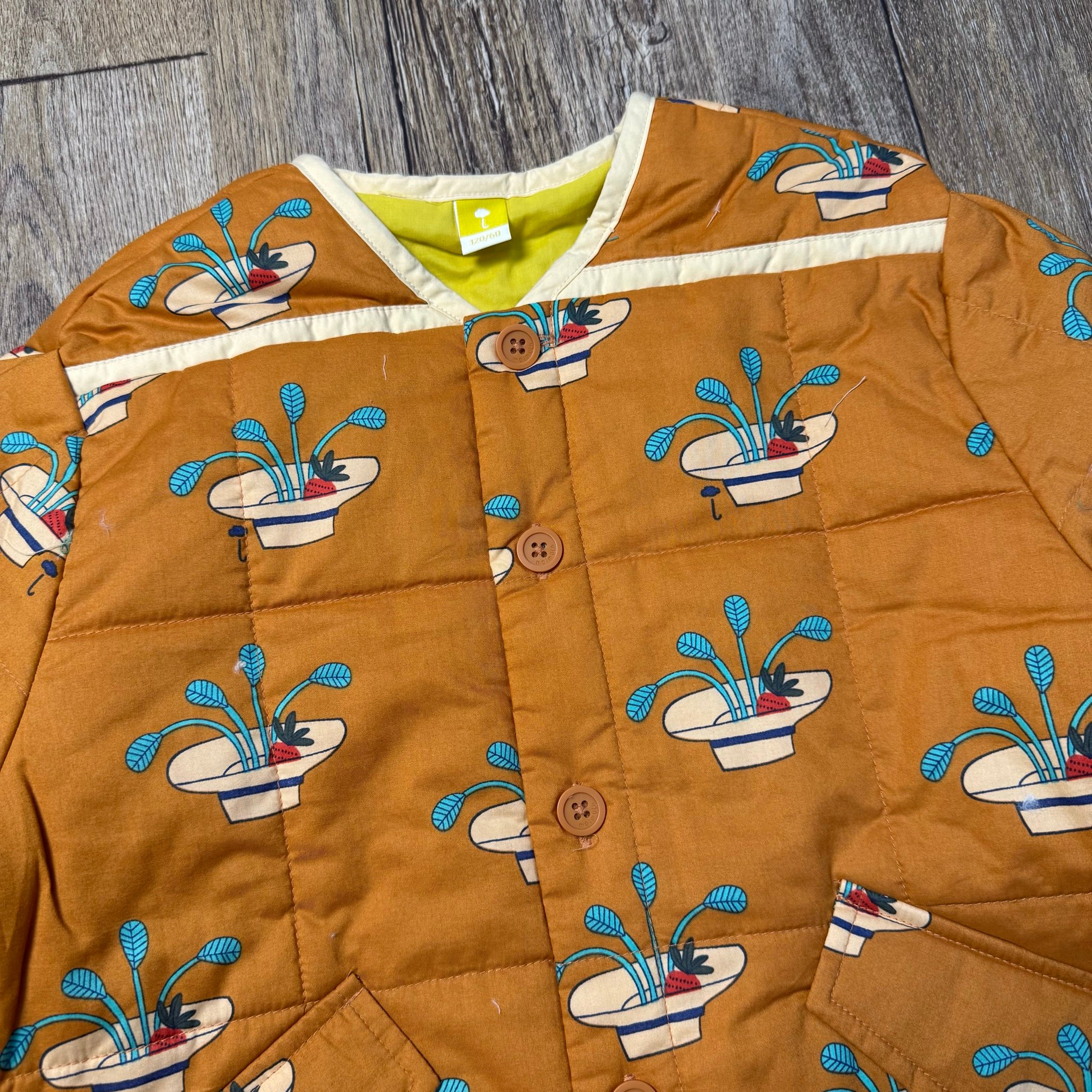 AKBT43 - Áo khoác chần bông MM nâu hoạ tiết cho bé size 90/120