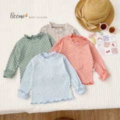 Áo cotton dài tay Beemo cổ 3p viền bèo hoa nhí 4 màu BG