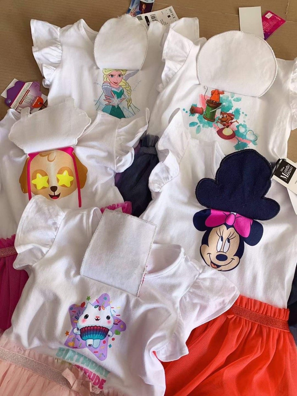 Váy Disney cotton lật hình phối chân voan nhiều màu size 2 - 8y