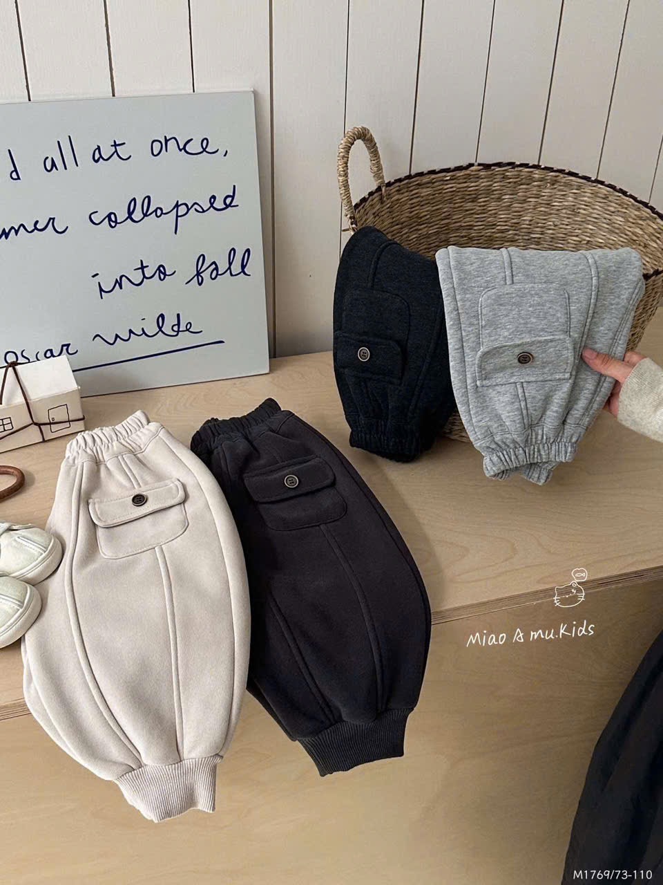 1769 - Quần nỉ trơn màu cho bé size 73-100