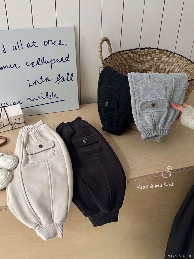 1769 - Quần nỉ trơn màu cho bé size 73-100