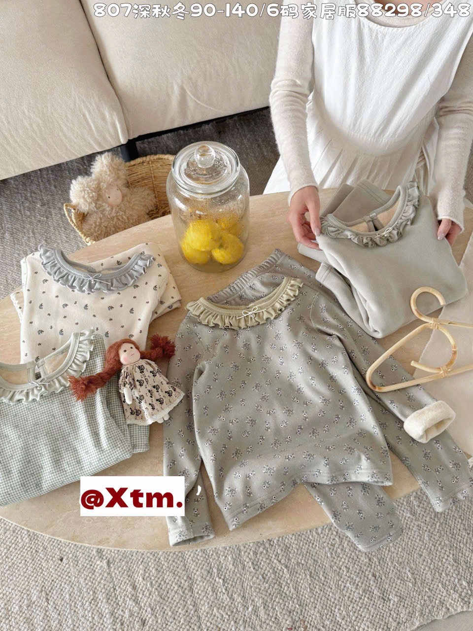 88298 - Bộ nỉ dày đại hàn LNX cổ bèo 3 mẫu Bé Gái size 90 - 140