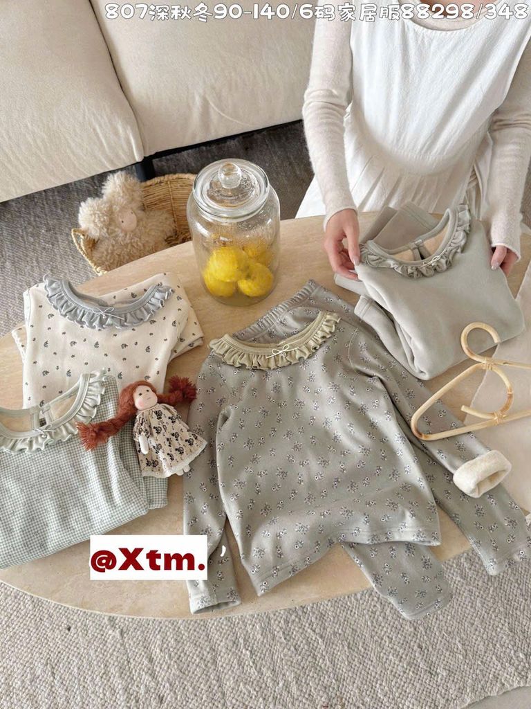 88298 - Bộ nỉ dày đại hàn LNX cổ bèo 3 mẫu Bé Gái size 90 - 140