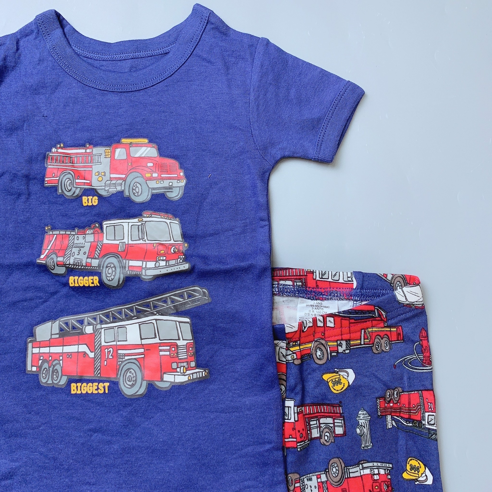 Bộ cotton Babygap bé trai - navy xe cứu hoả