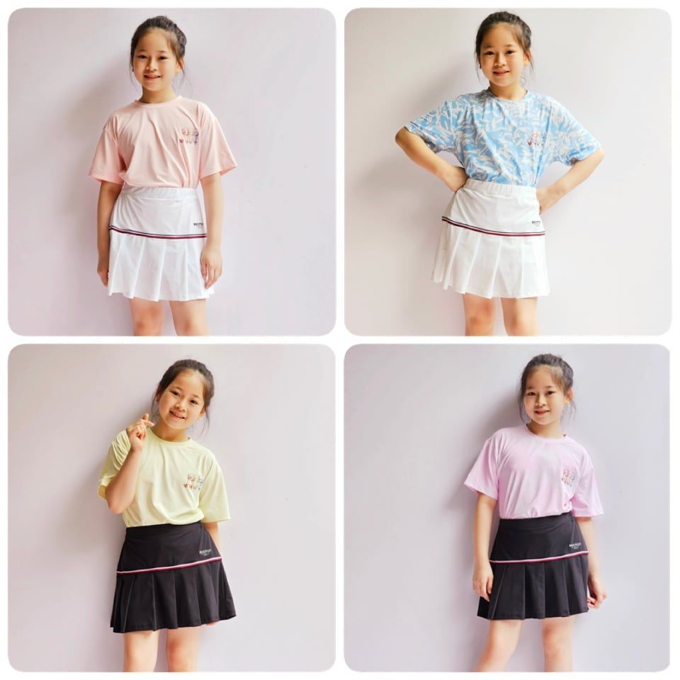 Set bộ áo + chân váy liền quần thể thao Bee Mon 4 màu size 120 - 160