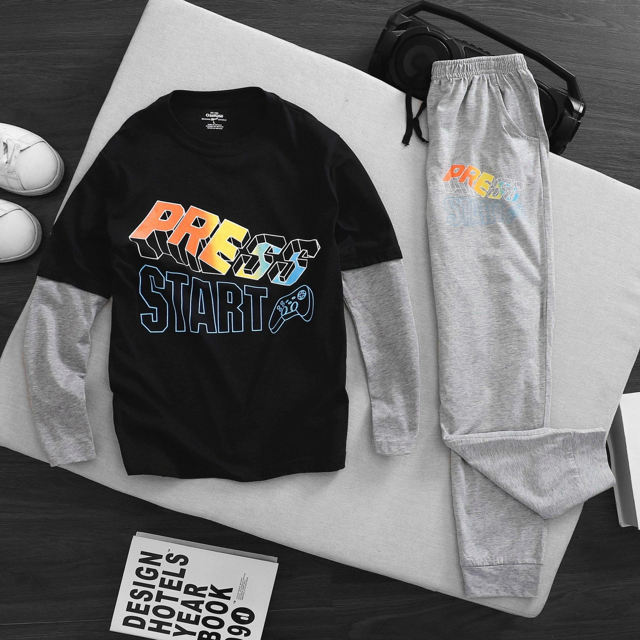 Bộ cotton tay nối Oshkosh nhiều hình BT ( 5-16y)