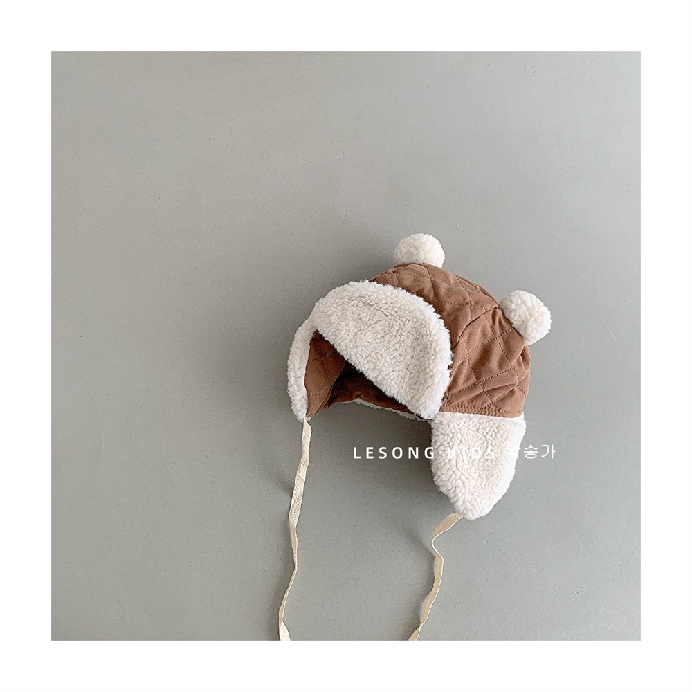 Mũ phi công chần bông tai gấu nhiều màu cho bé size 6m-2y