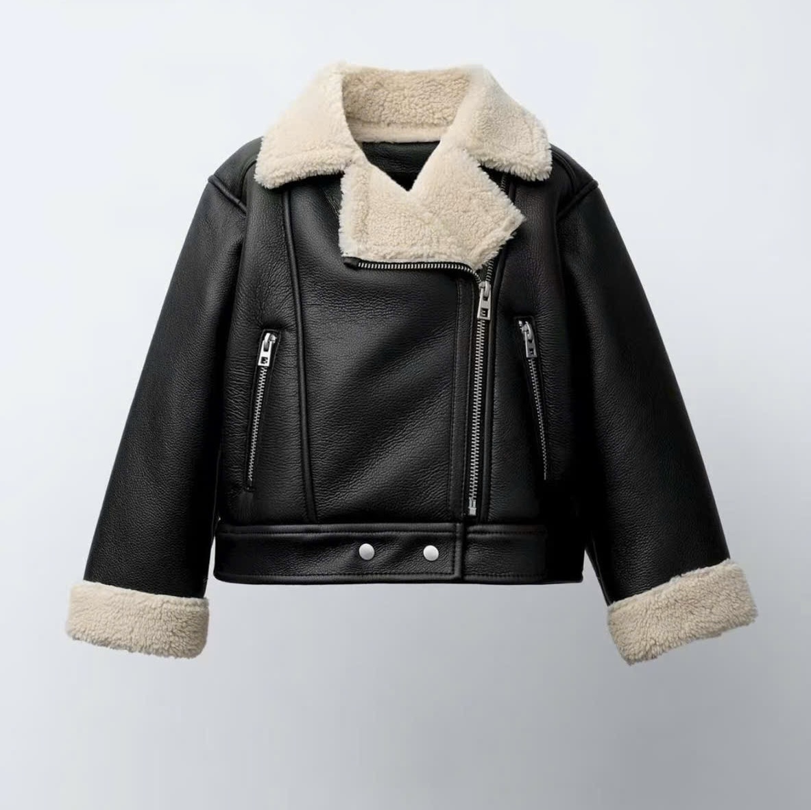 Áo khoác da ZR lót lông màu đen size 2 - 6y