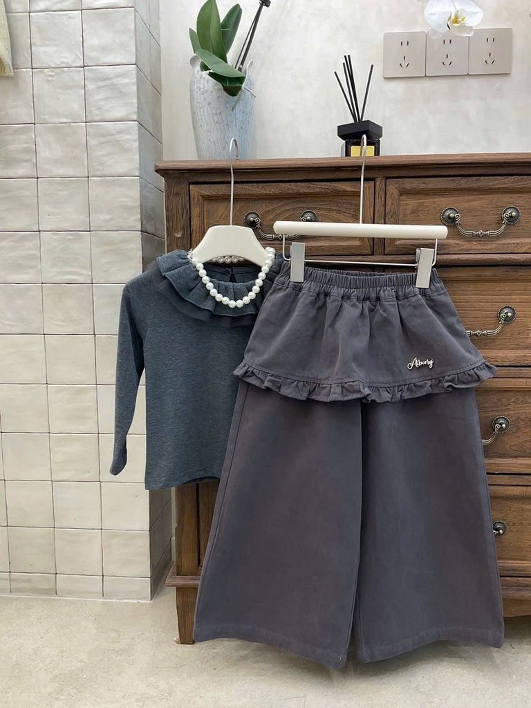 XY886081 - Quần kaki mềm ống suông màu ghi cho bé size 110-150