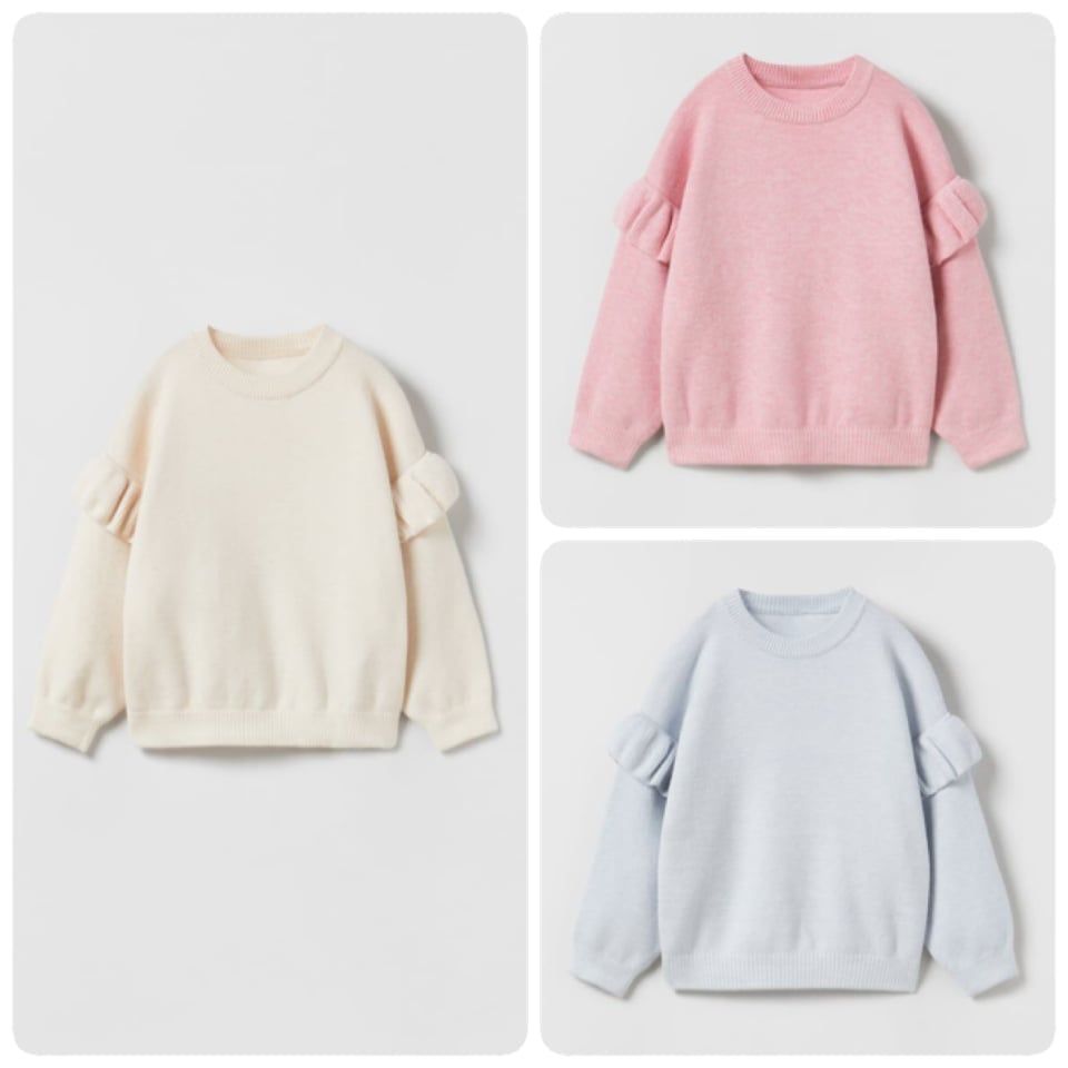 Áo len Zara vai rơi bèo 3 màu size 12m - 5y